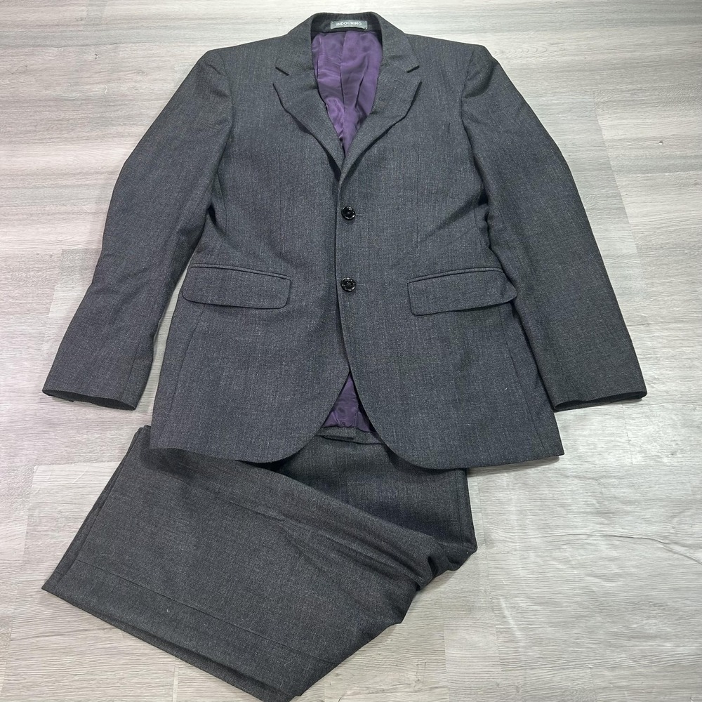Indochino Suit Mens 38R Jacket 30x32 Pants Gray Wool Tweed 2 Piece Formal